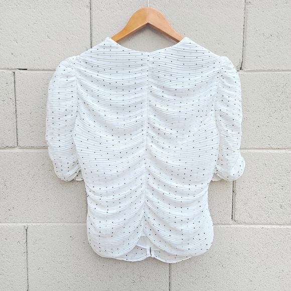 Frame | Puff Sleeve Polka Dot Ruched Georgette Top Size Medium - Picture 9 of 9
